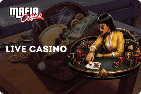 Real-time dealer tables and live games shown at Mafia Casino